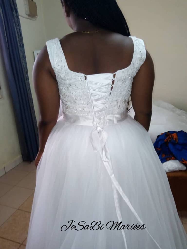 Bride Mariam at the fitting for her JoSaBi wedding Dress