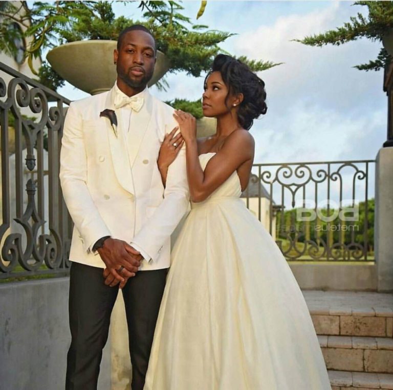 Gabrielle Union stuns in a Dennis Basso wedding gown on her wedding day