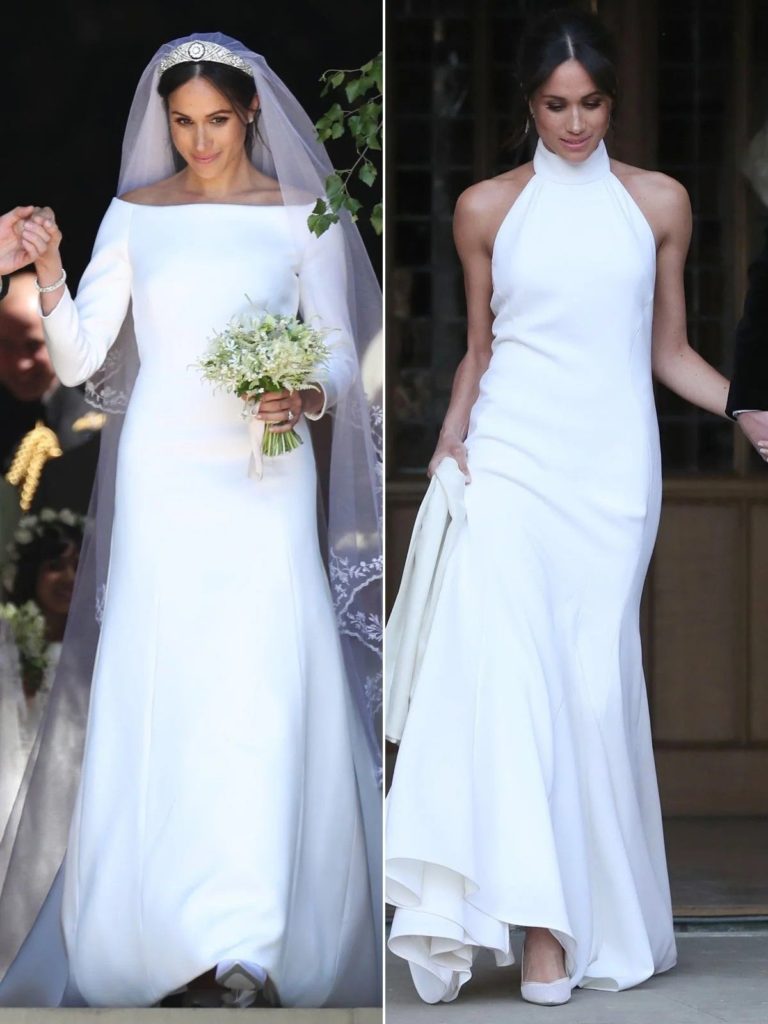 The Duchess of Sussex in pure white dresses at her wedding to Prince Harry