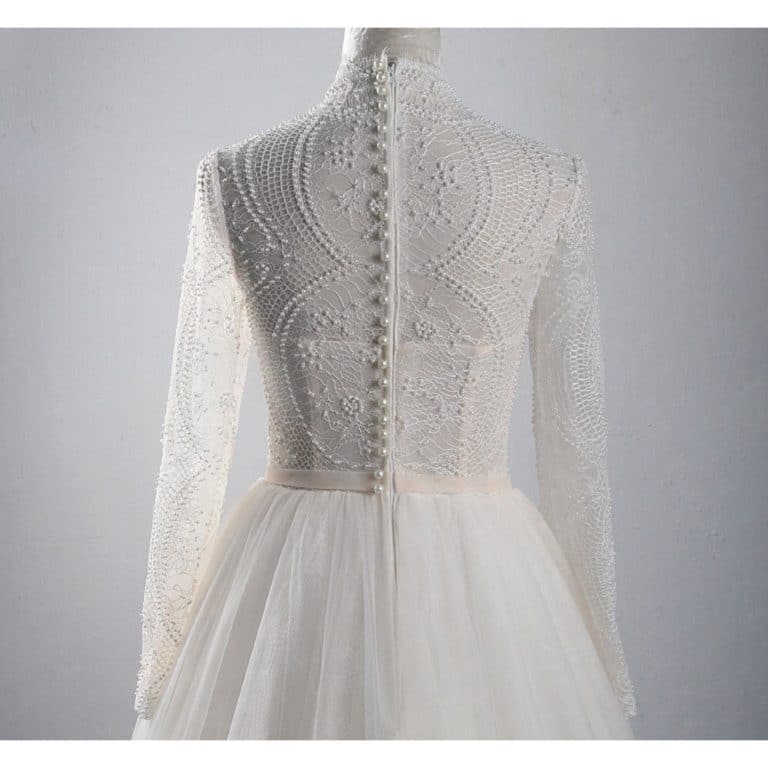 Custom light champagne JoSaBi Mariées wedding dress