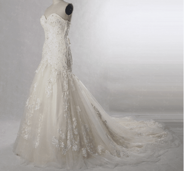 Custom champagne JoSaBi Mariées wedding dress