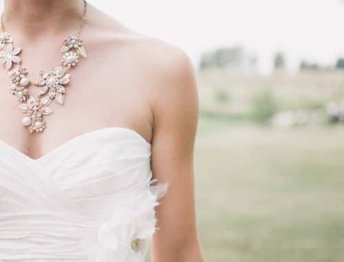 Bride in a sweetheart neckline wedding dress neckline