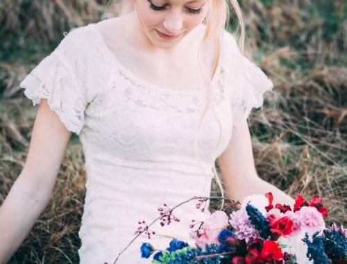 Bride in a scoop neckline wedding dress on the JoSaBi blog