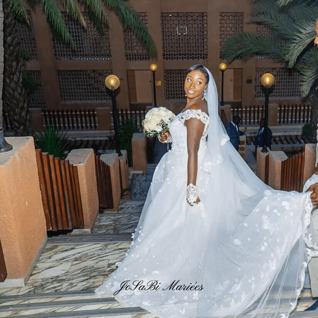 JoSaBi Christine in her detachable ball gown wedding dress