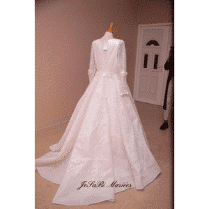 Sparkly long sleeve wedding dress by JoSaBi