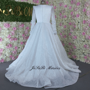 Sparkly long sleeve wedding dress by JoSaBi