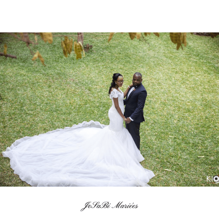 Mermaid wedding dress with long train by JoSaBi Mariées