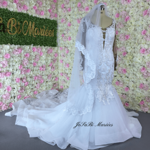 Mermaid Wedding Dress with Sleeves — Josabi Mariées