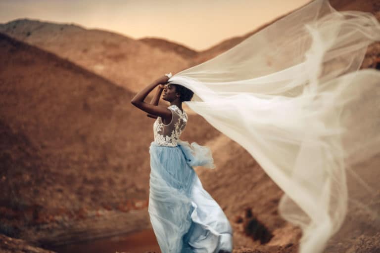 Black woman with Wedding veil lengths