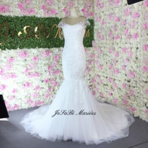 Illusion back mermaid wedding dress