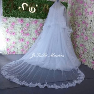 A line long sleeve lace wedding dress