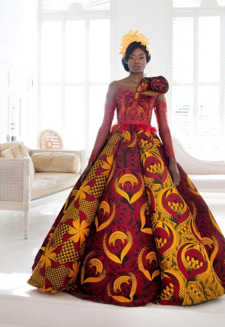 kente cloth wedding dress