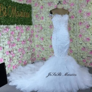 Ruffled mermaid wedding dress