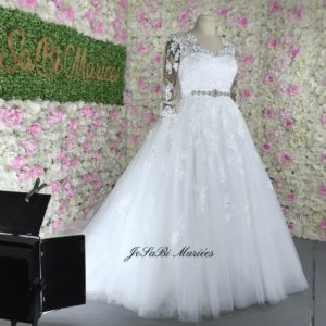 A line lace wedding dress custom made
