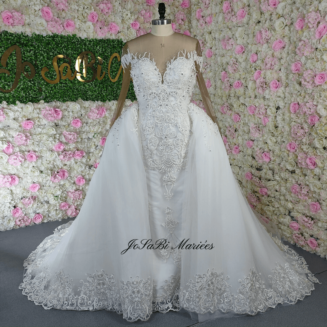 2 in 1 beaded wedding dress