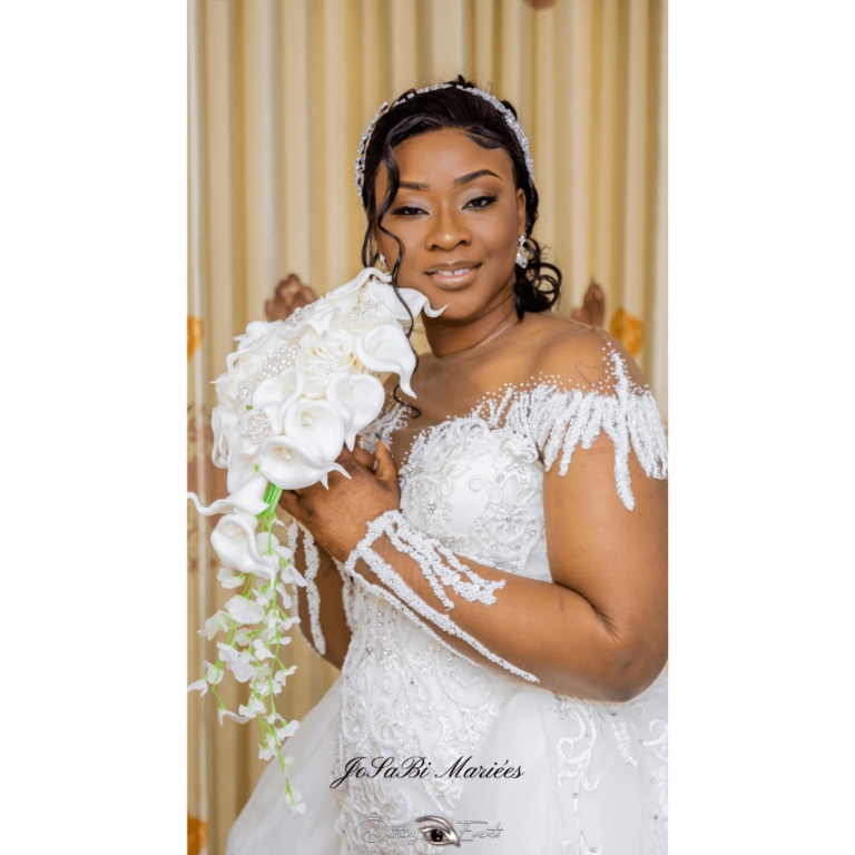 bride smiling on her wedding day in a 2 in 1 wedding dress