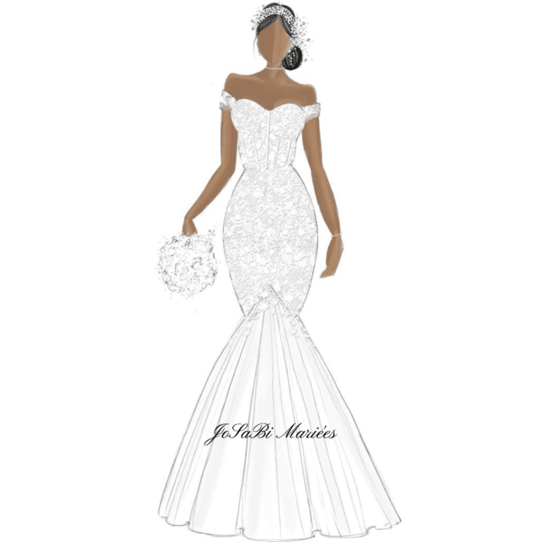 mermaid wedding dress sketch off shoulder