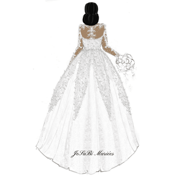 custom wedding dress sketch by JoSaBi Mariées
