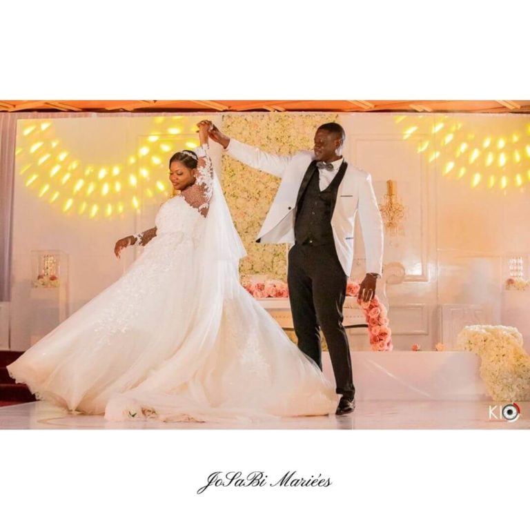 sparkly ballgown wedding dress with a detachable train