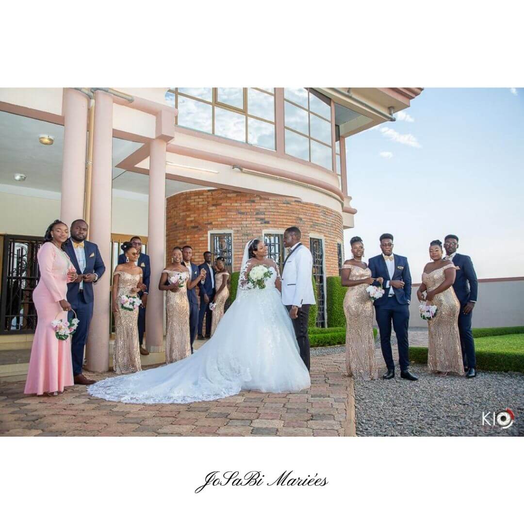 ballgown wedding dress with a detachable train