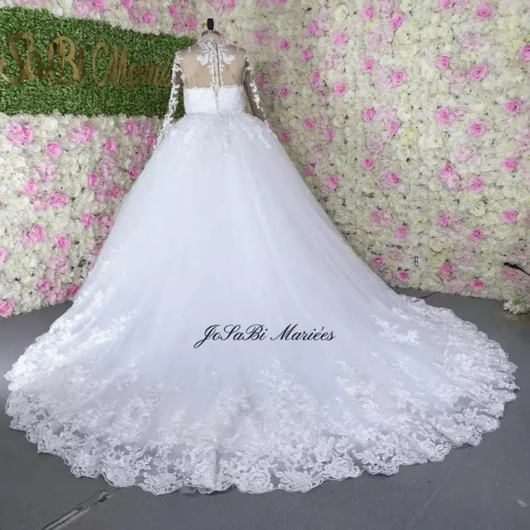 ballgown wedding dress with a detachable train