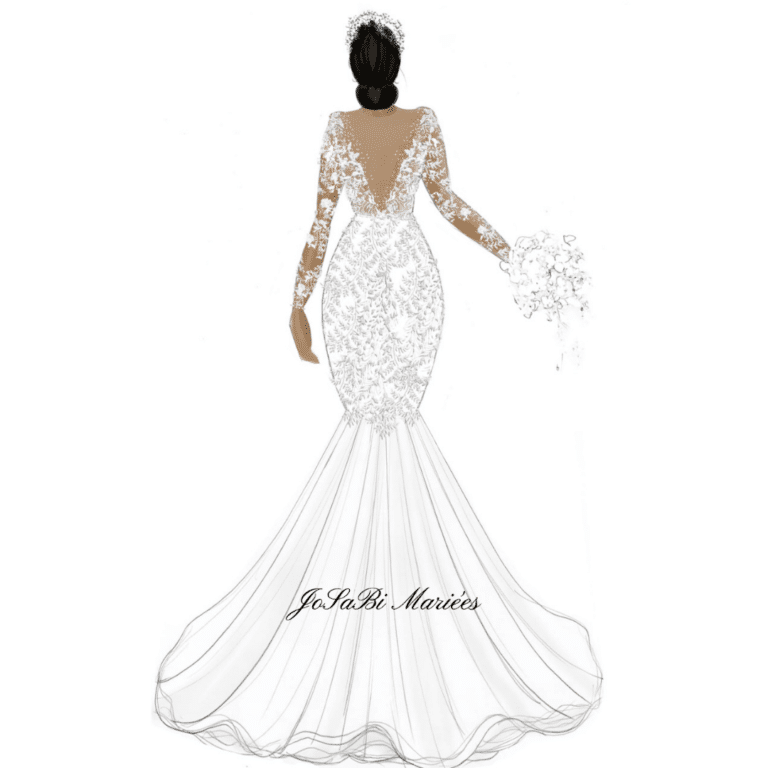 dessin de robe de mariee sur mesure