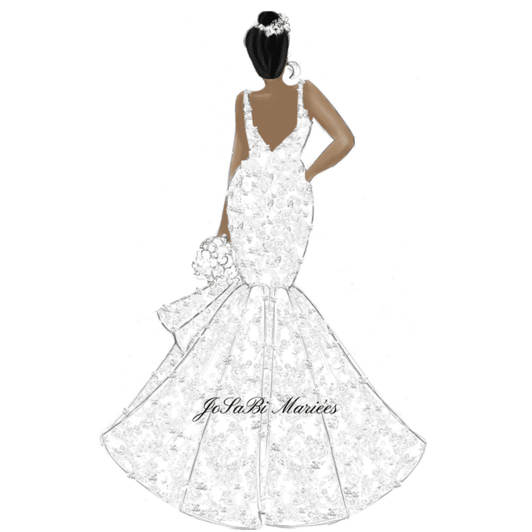 JoSaBi Mariées custom wedding dress sketch