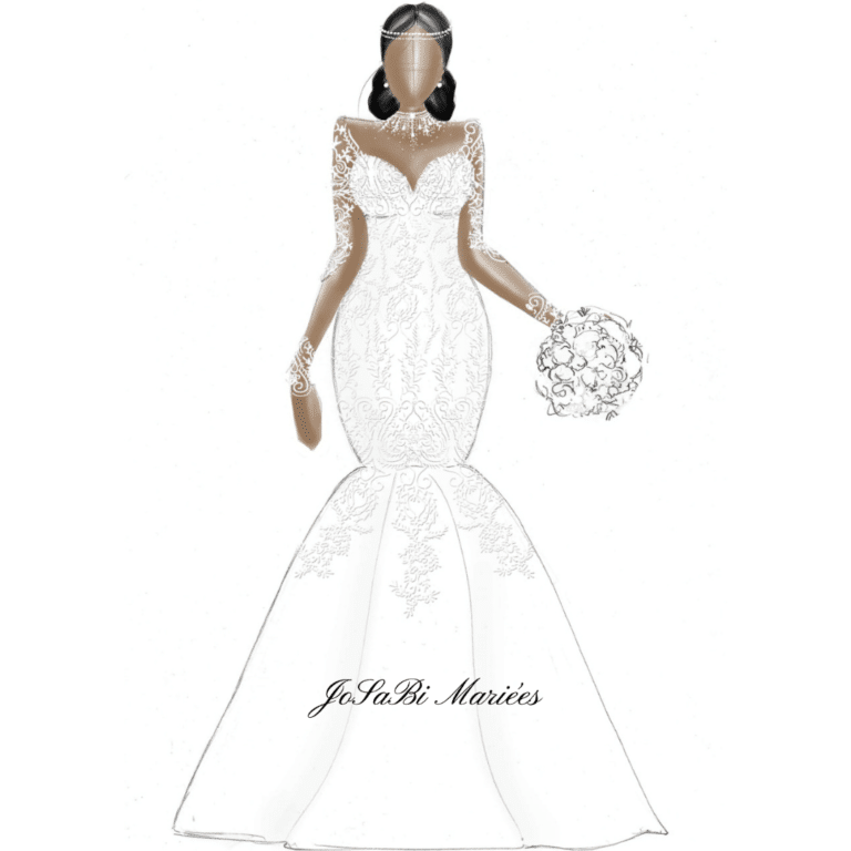 Custom wedding dress sketch JoSaBi Mariées