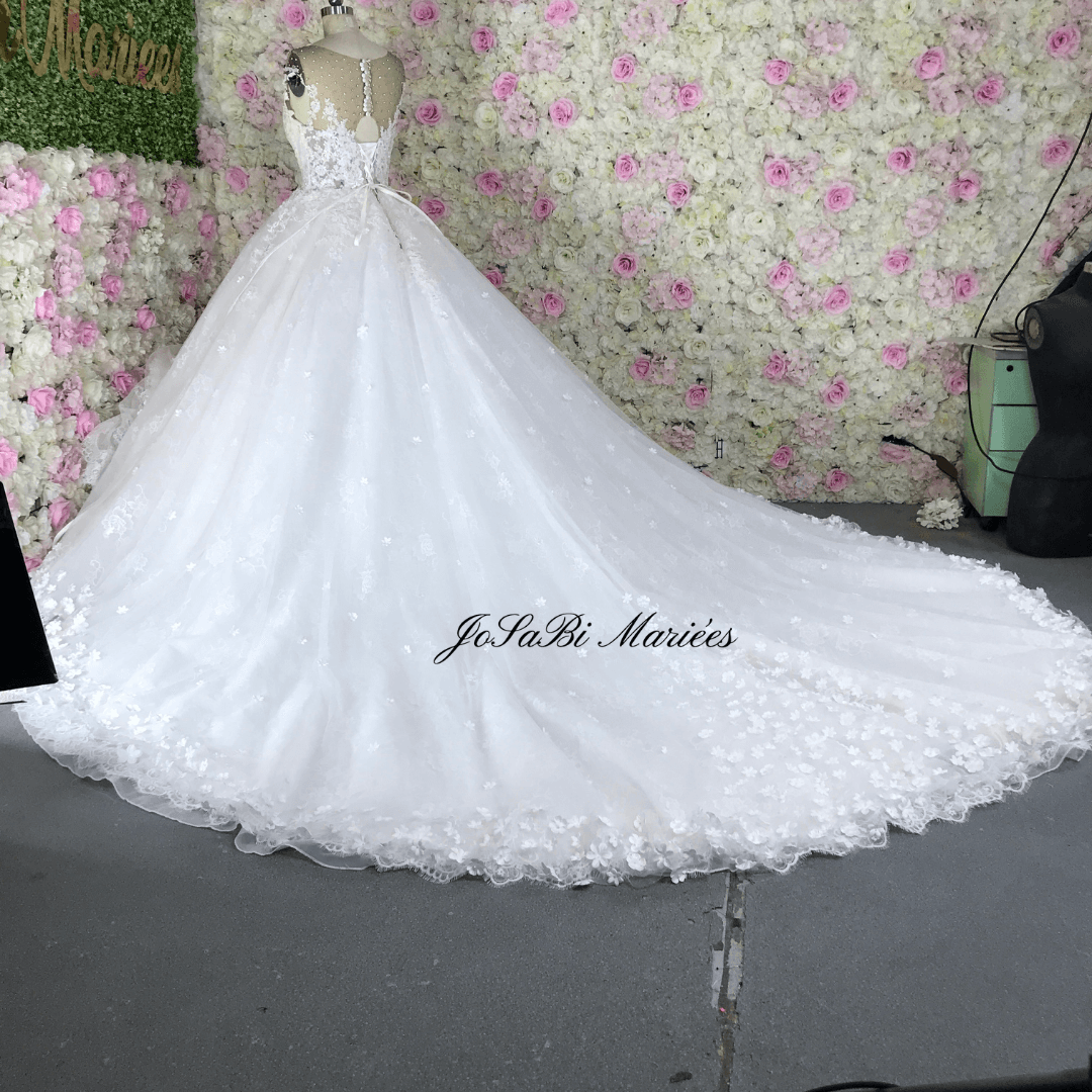 floral ballgown wedding dress