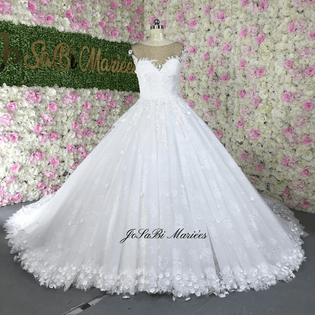 floral ballgown wedding dress