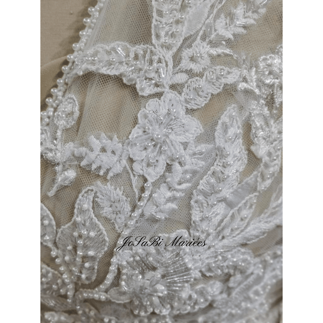 lace wedding dress nude custom JoSaBi Mariée