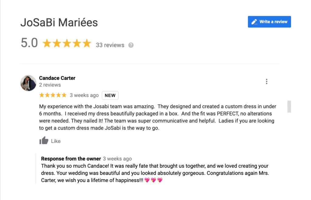JoSaBi Mariées Review
