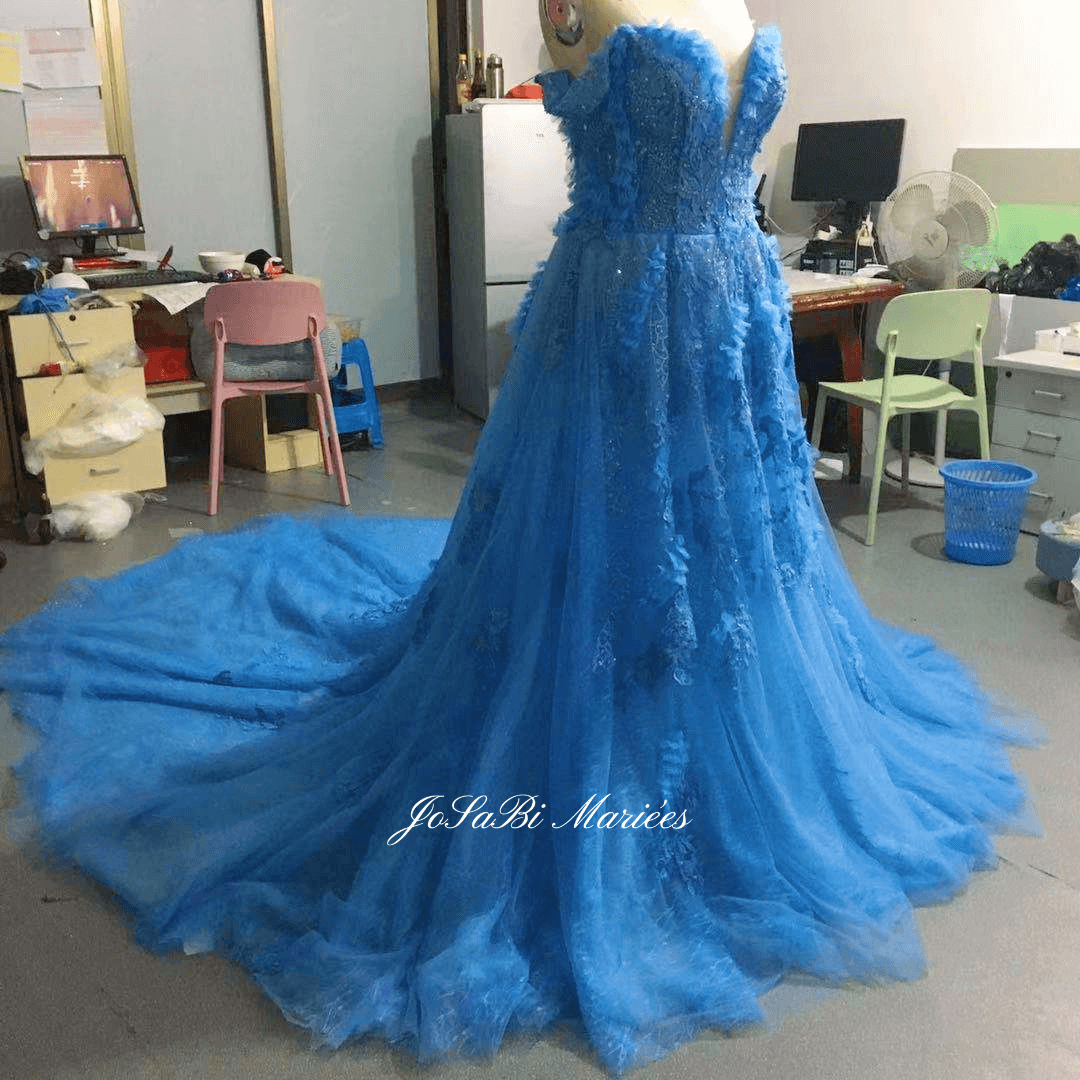 blue wedding dress